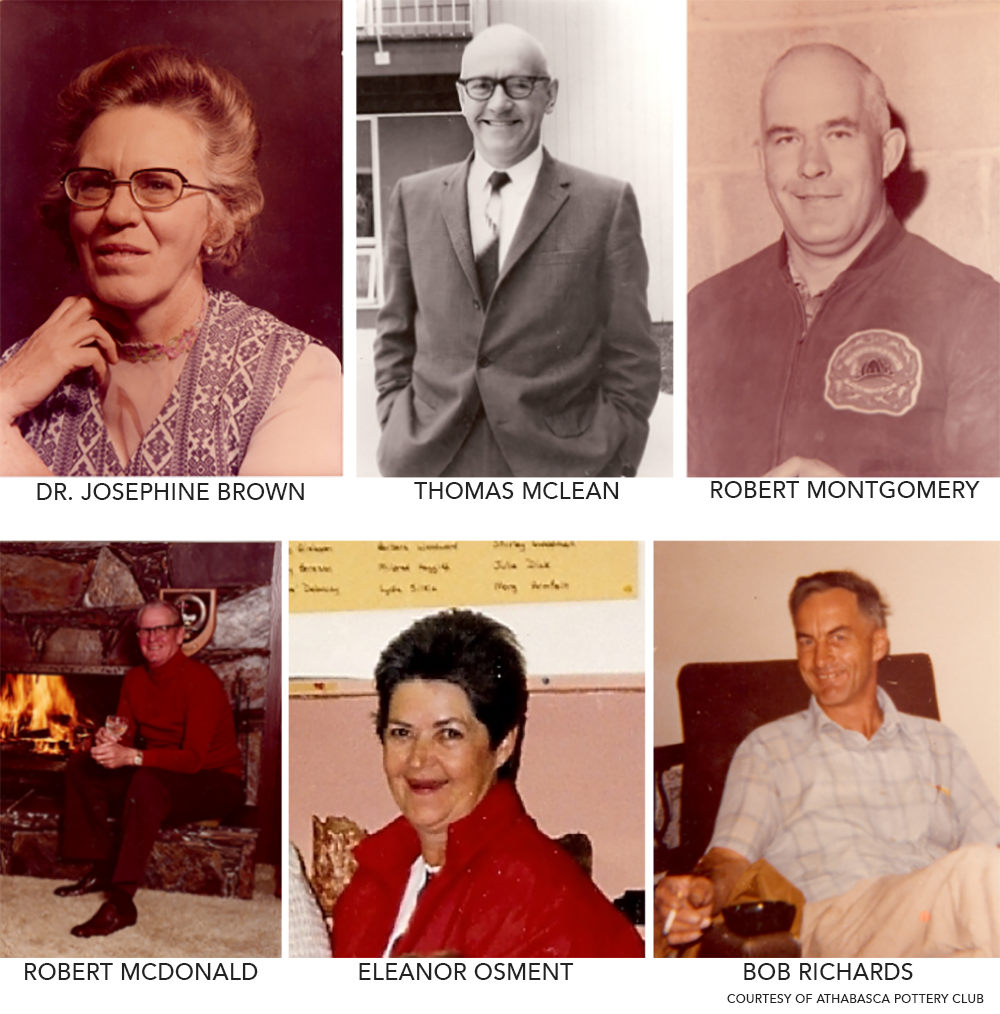 Images of the six founding members of the Athabasca Pottery Club.