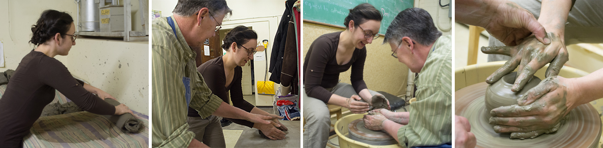 From rolling to wheeling, the steps in the process of using Athabasca clay.